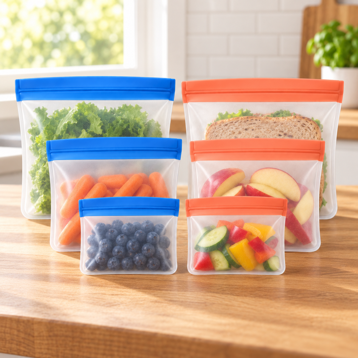 SnackSeal Reusable Bag Set — 6 Piece Set — lifestyle