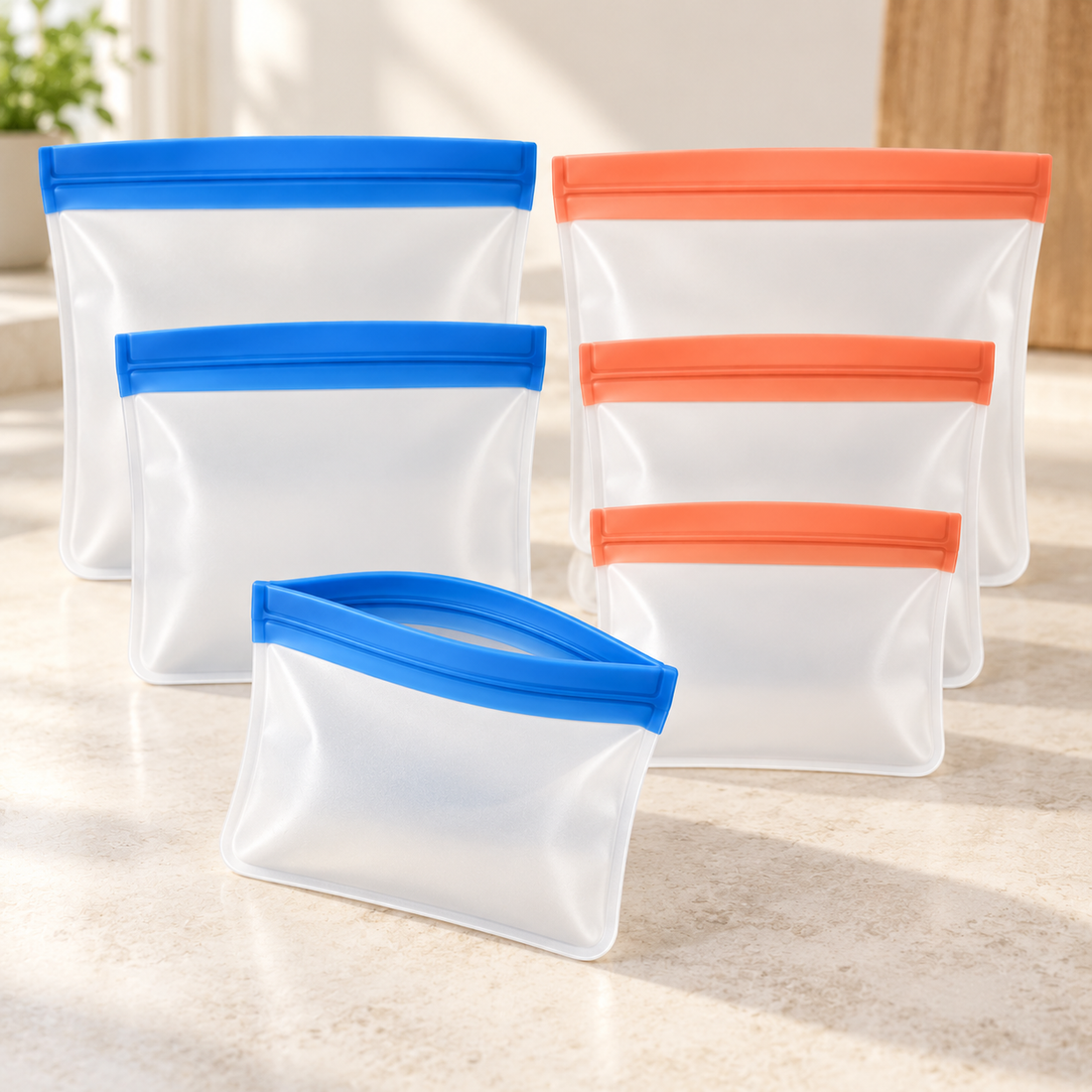 SnackSeal Reusable Bag Set — 6 Piece Set — detail